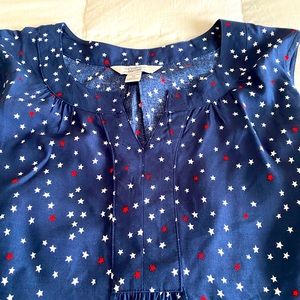 Croft & Barrow Top with Red White & Blue poka dots